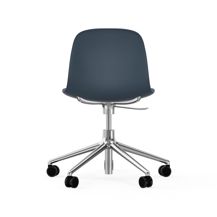 Chaise de bureau Form avec base pivotante, fauteuil de bureau 5W, bleu, aluminium, roulettes Normann Copenhagen