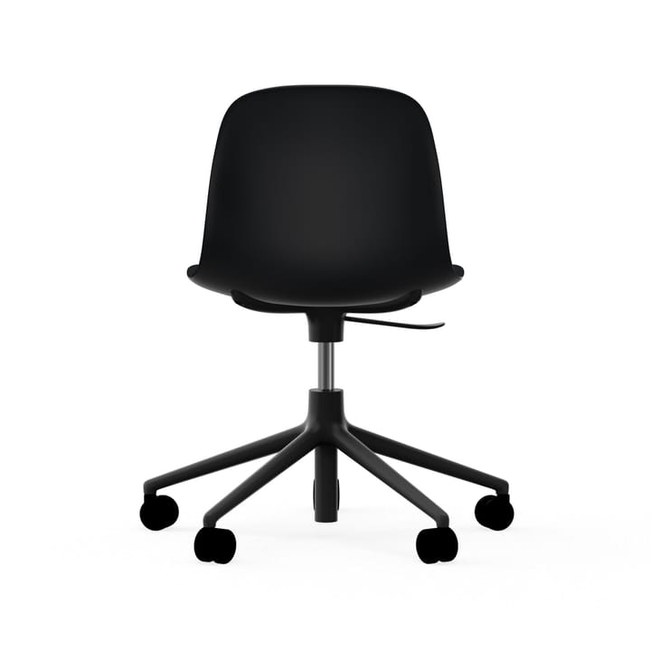 Chaise de bureau Form avec base pivotante, fauteuil de bureau 5W, noir, aluminium noir, roulettes Normann Copenhagen