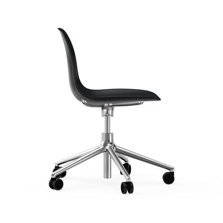 Chaise de bureau Form avec base pivotante, fauteuil de bureau 5W, noir, aluminium, roulettes Normann Copenhagen