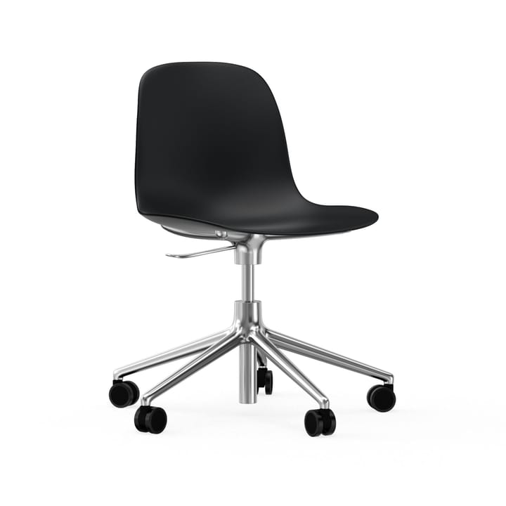 Chaise de bureau Form avec base pivotante, fauteuil de bureau 5W, noir, aluminium, roulettes Normann Copenhagen