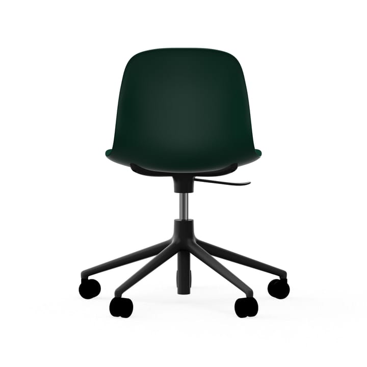 Chaise de bureau Form avec base pivotante, fauteuil de bureau 5W, vert, aluminium noir, roulettes Normann Copenhagen