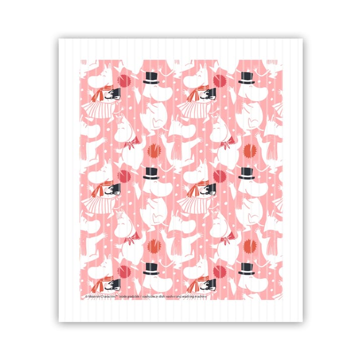 Torchon à vaisselle Moomin Celebration 17x14,5 cm - Blanc-rose - Opto Design