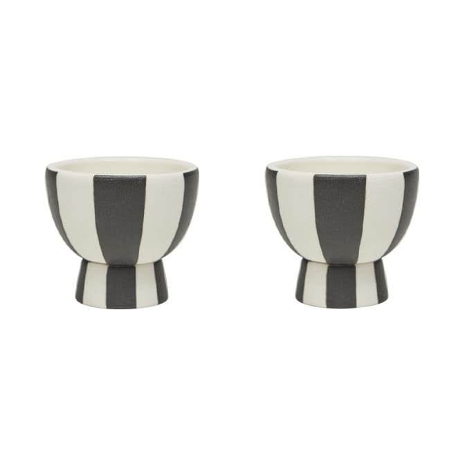 Coquetiers Toppu, lot de 2, Blanc-noir OYOY