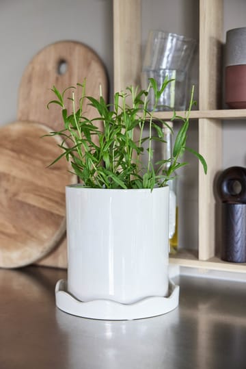 Nami pot avec soucoupe Ø16,5 small - Blanc - OYOY