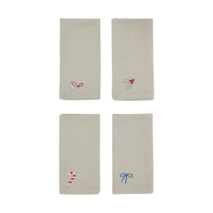 Serviette en coton Christmas 45x45cm, lot de 4 - Argile - OYOY