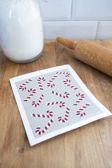 Torchon Candy Cane17x20 cm - Blanc-gris-rouge - Pluto Design