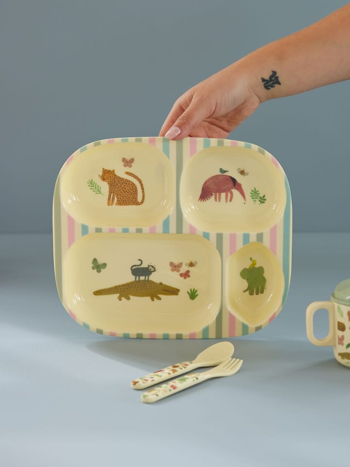 Assiette pour enfants Rice mélamine 4 compartiments - Sweet Jungle Print - RICE