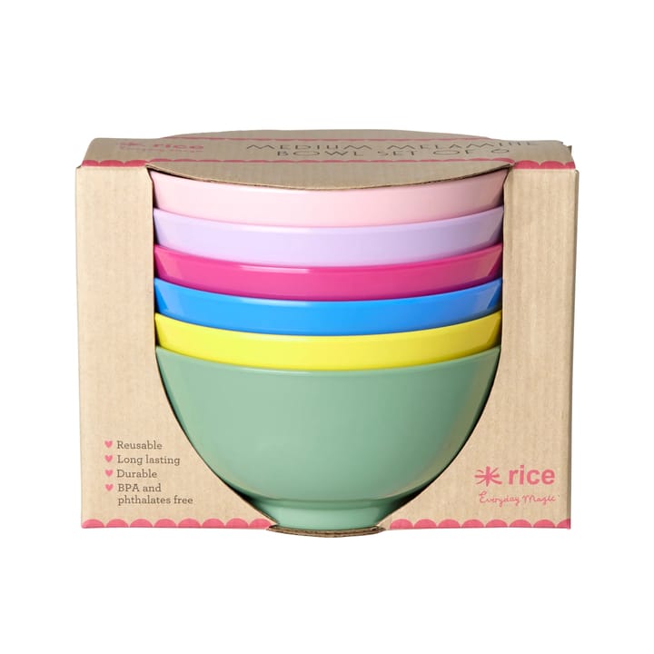 Bols en mélamine Rice medium Ø 15 cm 6 pièces - Multicolor - RICE