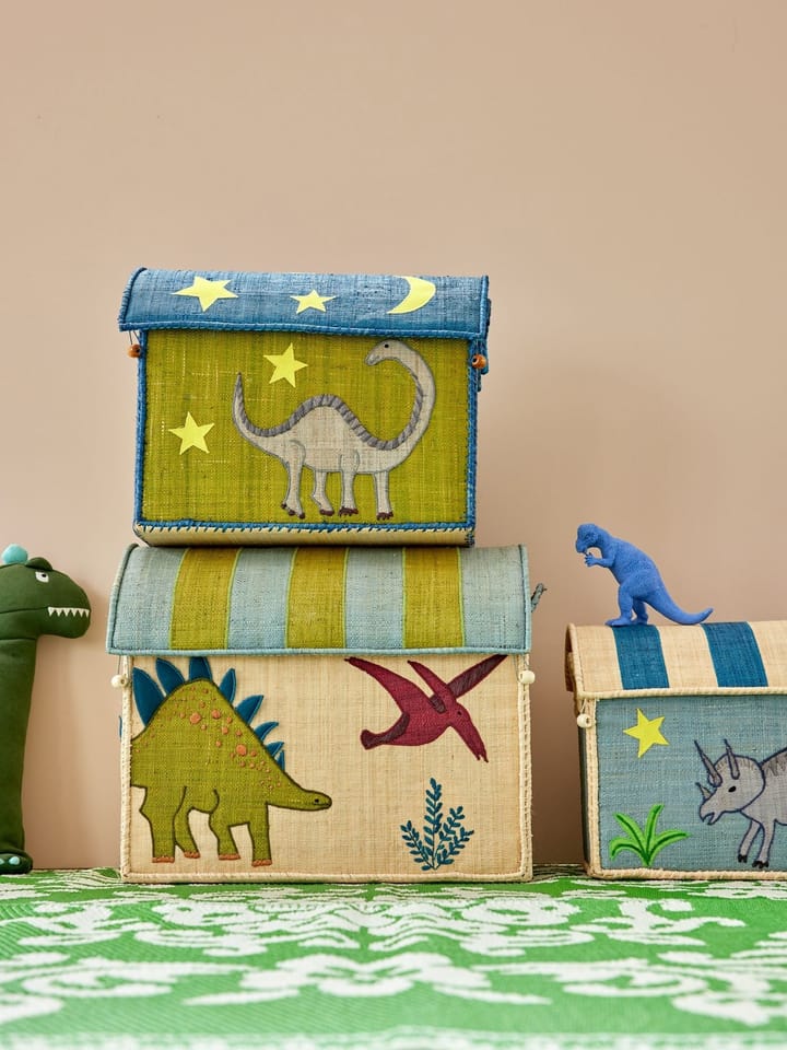 Panier de rangement en raphia Rice, 3 pièces, New Dinosaur Theme RICE