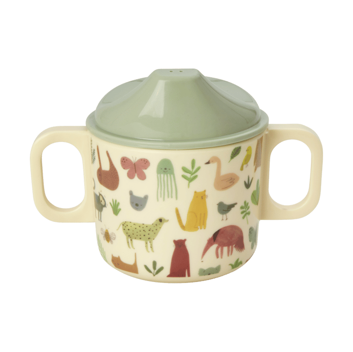 Tasse pour enfant Rice avec deux poignées 20 cl - Sweet Jungle Print-Cream - RICE