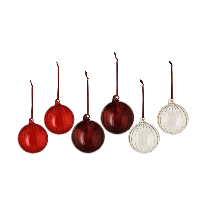 Boule de Noël Clarity Ø8 cm, lot de 6 - Rouge - Scandi Living