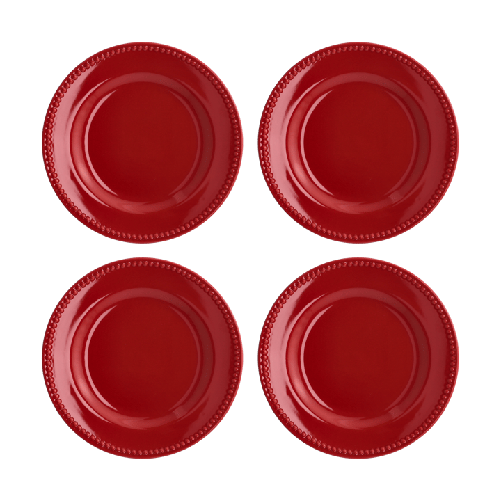 Petite assiette Dots 22cm Lot de 4 - Rouge - Scandi Living