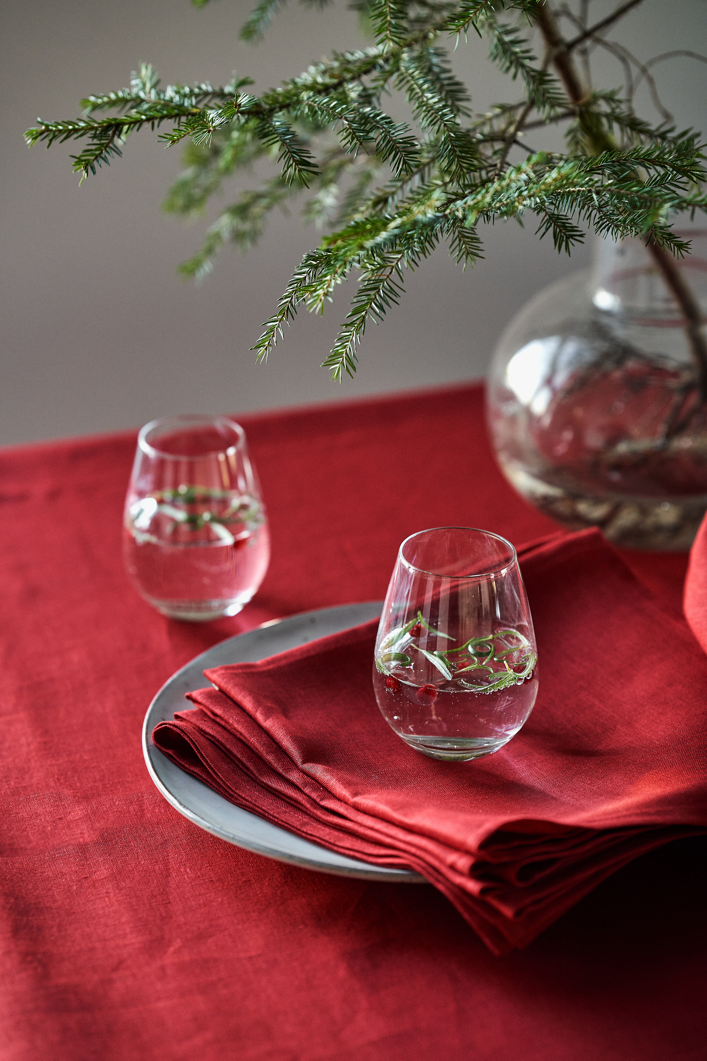 Serviettes de table Noël en coton, Lot de 4, Rouge