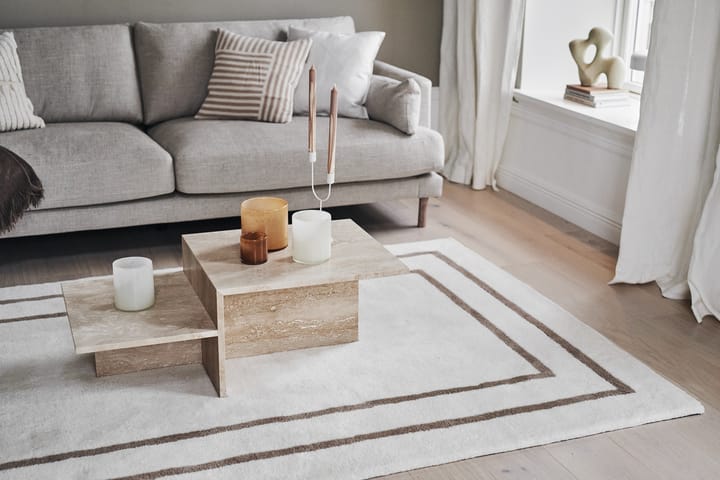 Tapis en laine Borders - Blanc-beige 170x240 cm - Scandi Living