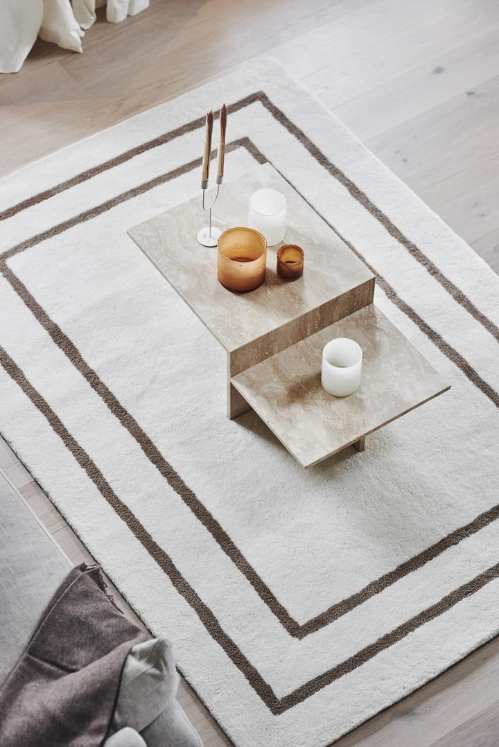 Tapis en laine Borders - Blanc-beige 170x240 cm - Scandi Living