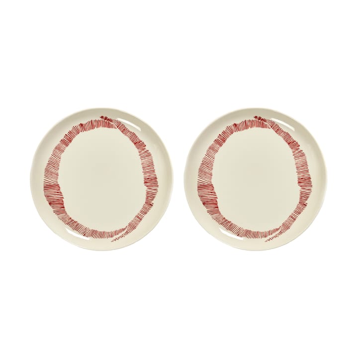 Assiettes Ottolenghi Feast M Ø22,5 cm lot de 2 - White stripes-red - Serax