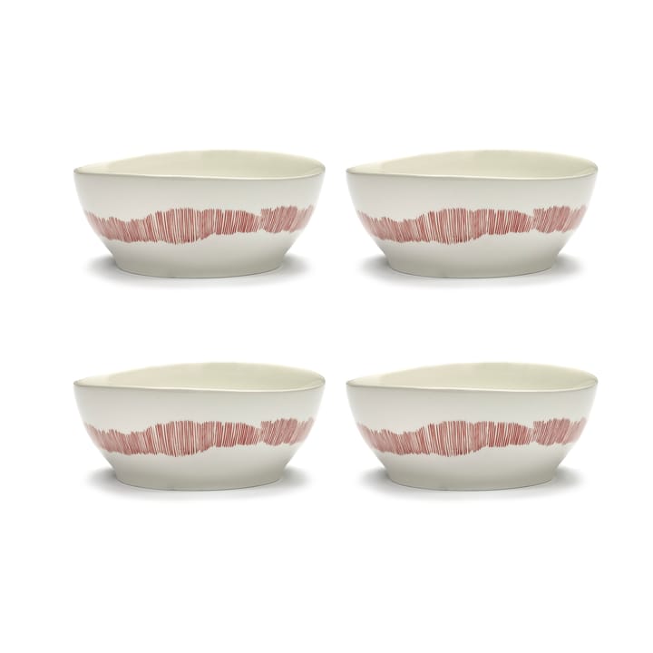 Bol Ottolenghi Feast L Ø17 cm lot de 4 - White stripes-red - Serax