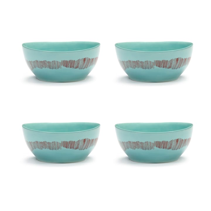 Bol Ottolenghi Feast S Ø15 cm lot de 4 - Azure stripes-red - Serax