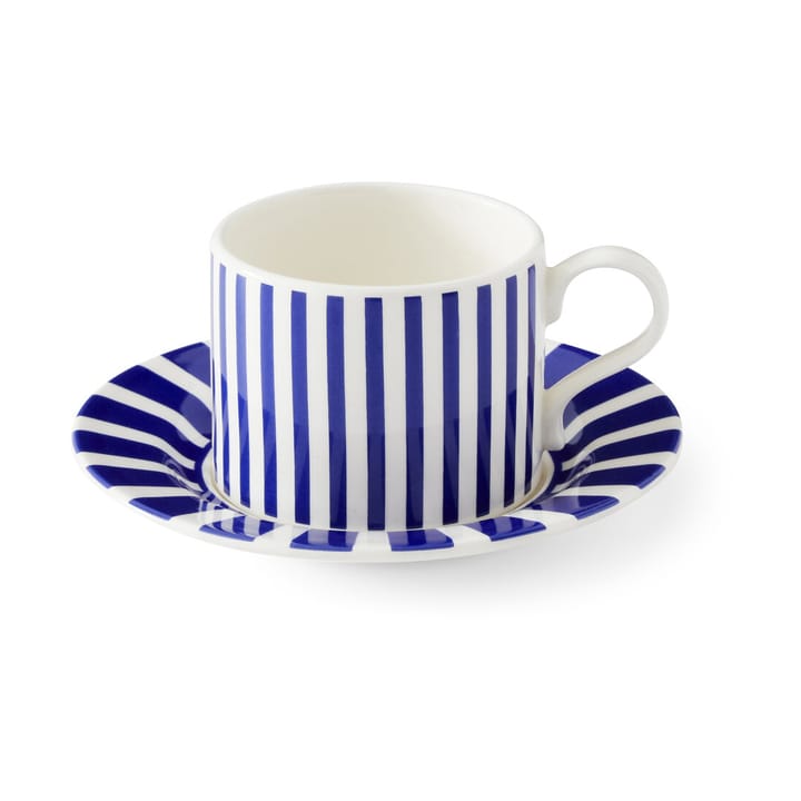 Mug à thé Steccato 29 cl avec soucoupe Ø15,5 cm - Bleu-blanc - Spode