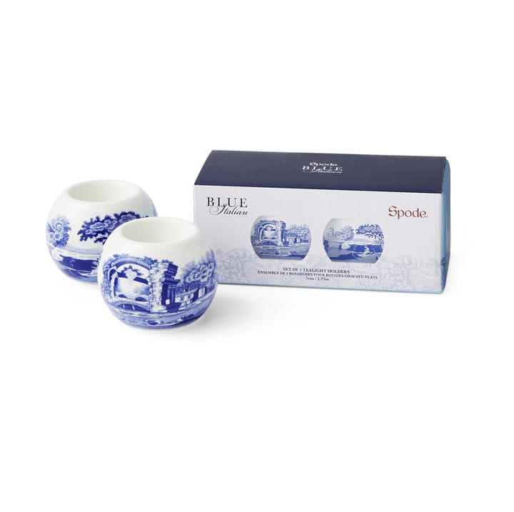 Photophore Blue Italian, lot de 2 - Bleu-blanc - Spode