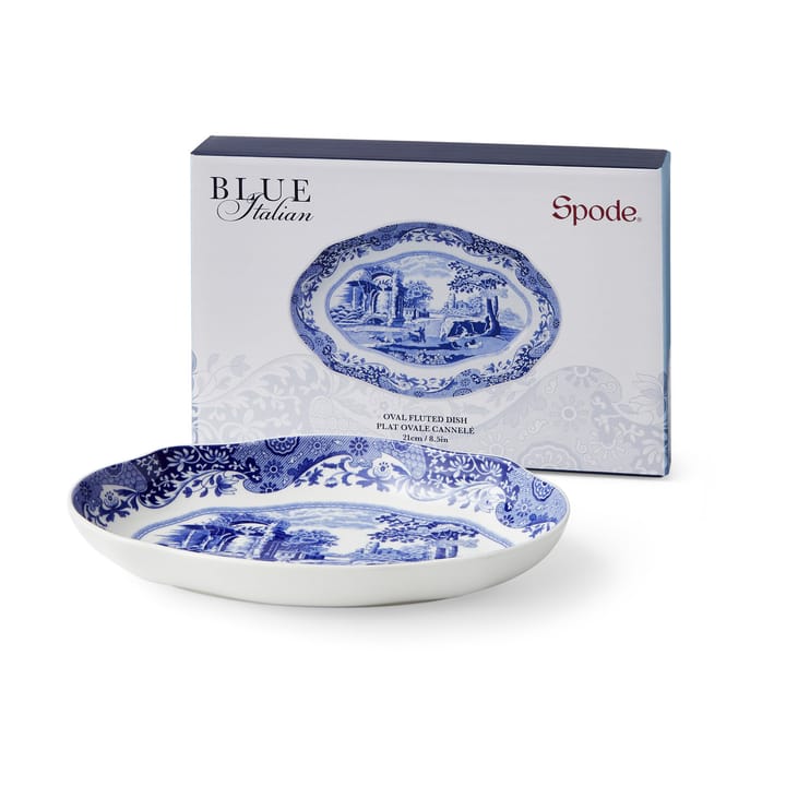 Plat ovale Blue Italian 14x21 cm - Bleu-blanc - Spode