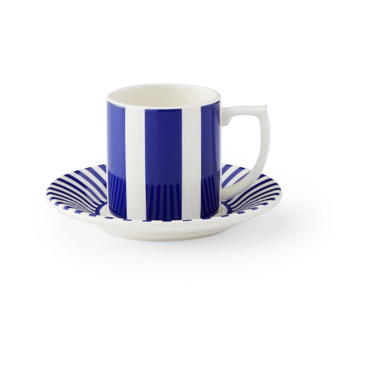 Tasse à espresso Steccato 8 cl avec soucoupe Ø11 cm - Bleu-blanc - Spode