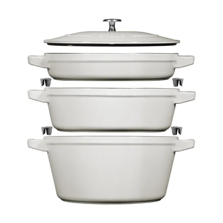 Ensemble de casseroles et poêles empilables Staub 5 pièces - White truffle - STAUB