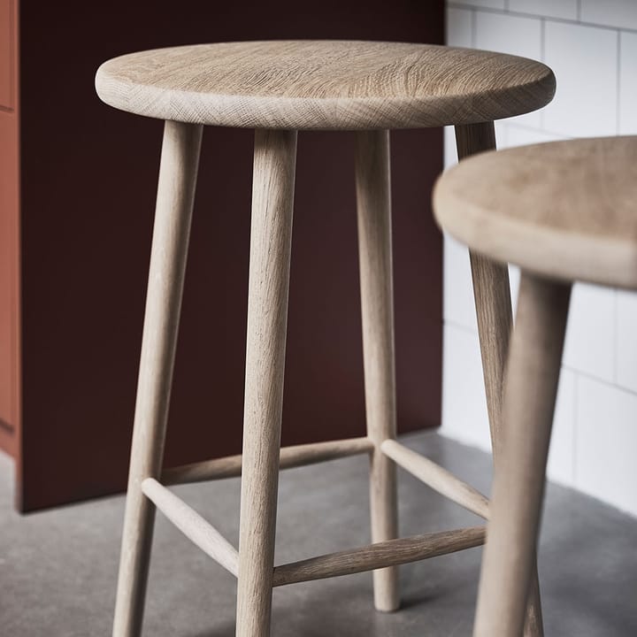 Tabouret de bar Miss Button, chêne huilé blanc, haut Stolab