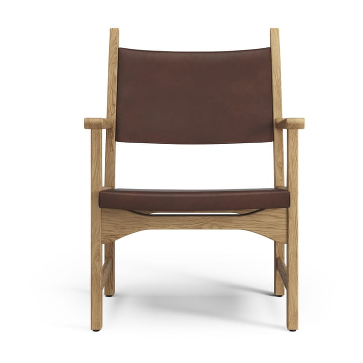 Fauteuil Caryngo, Chêne huilé-cuir brun rouge Swedese