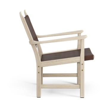 Fauteuil Caryngo - Chêne pigmenté blanc-cuir brun rouge - Swedese