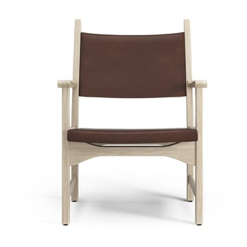 Fauteuil Caryngo - Chêne pigmenté blanc-cuir brun rouge - Swedese