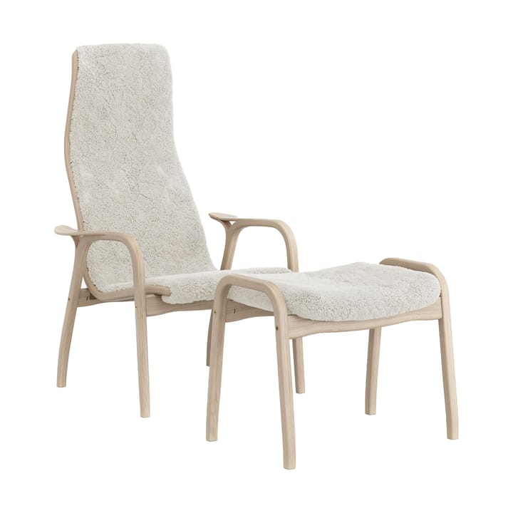 Fauteuil Lamino et repose-pieds pigmenté blanc/peau de mouton - Off white (blanc) - Swedese