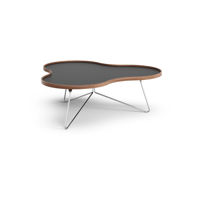 Table Flower 107x114 cm - noir, 39 cm, bord en noyer, structure chromée - Swedese