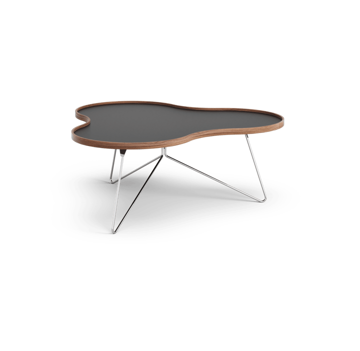 Table Flower 107x114 cm - noir, 45 cm, bord en noyer, structure chromée - Swedese