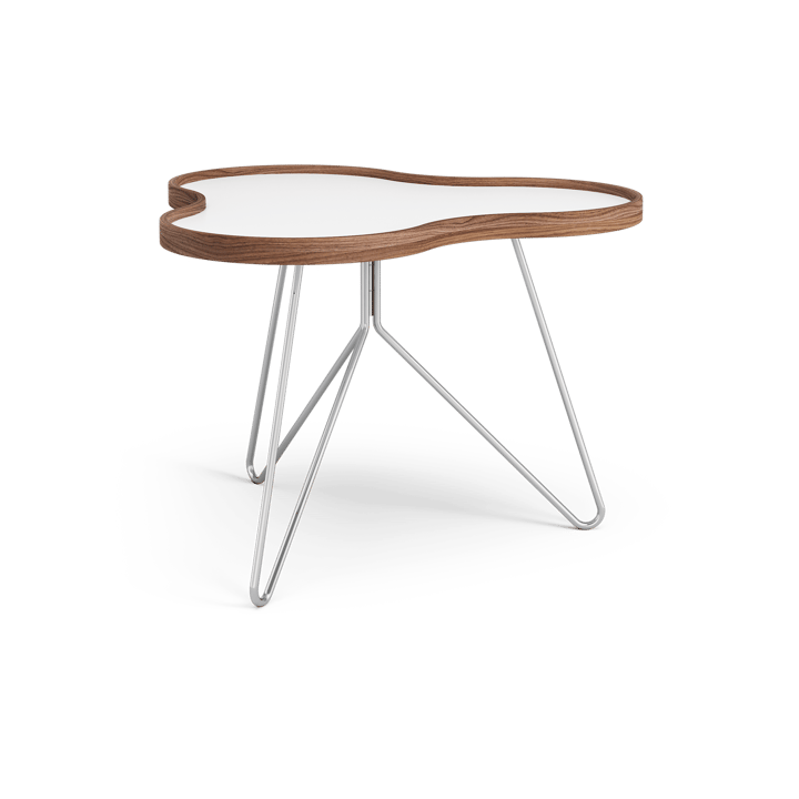 Table Flower 62x66 cm - blanc, 45 cm, bord en noyer, structure chromée - Swedese