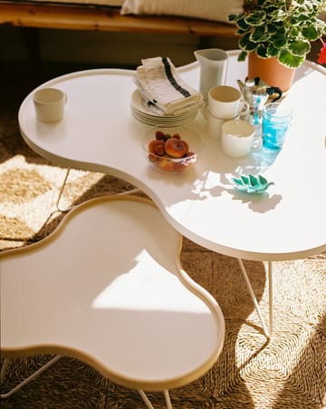 Table Flower 84x90 cm - 45 cm-blanc-bord en chêne-structure chromée - Swedese