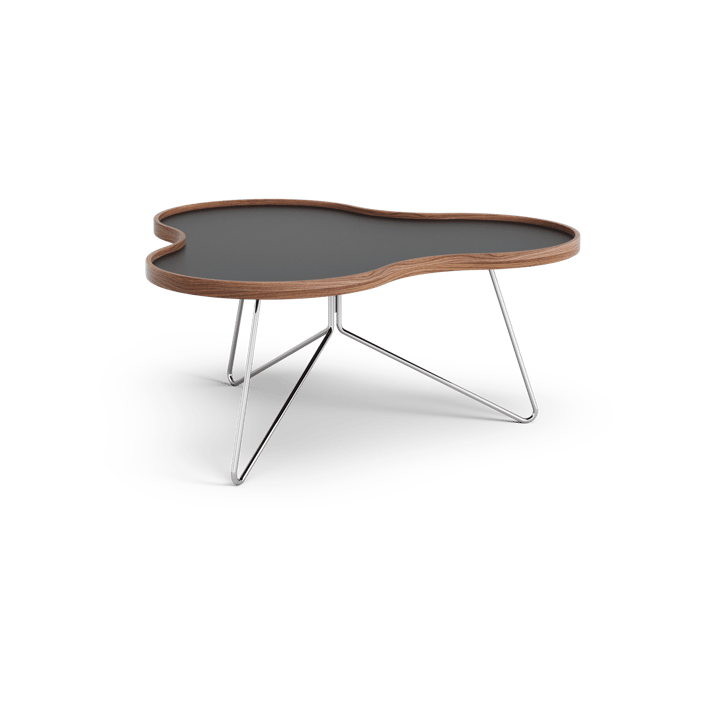 Table Flower 84x90 cm - noir, 39 cm, bord en noyer, structure chromée - Swedese