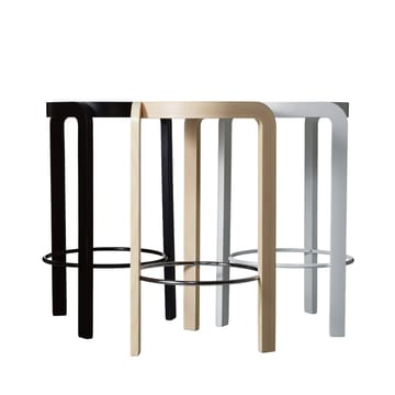 Tabouret de bar Spin - frêne vernis blanc, repose-pieds en chrome
 - Swedese