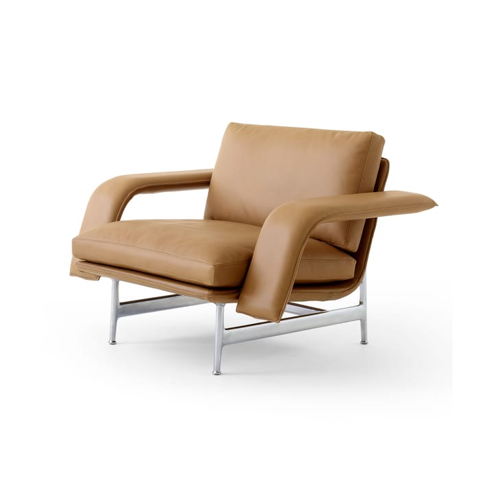 Fauteuil lounge Meantime AV29 - Pol. aluminium-Noble leather cognac - &Tradition