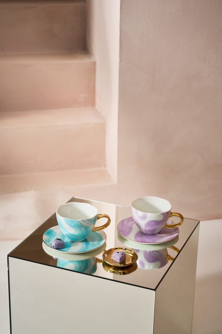 Coffret cadeau Good Morning Cappuccino mug & soucoupe, lot de 2 - Valuri violet - URBAN NATURE CULTURE