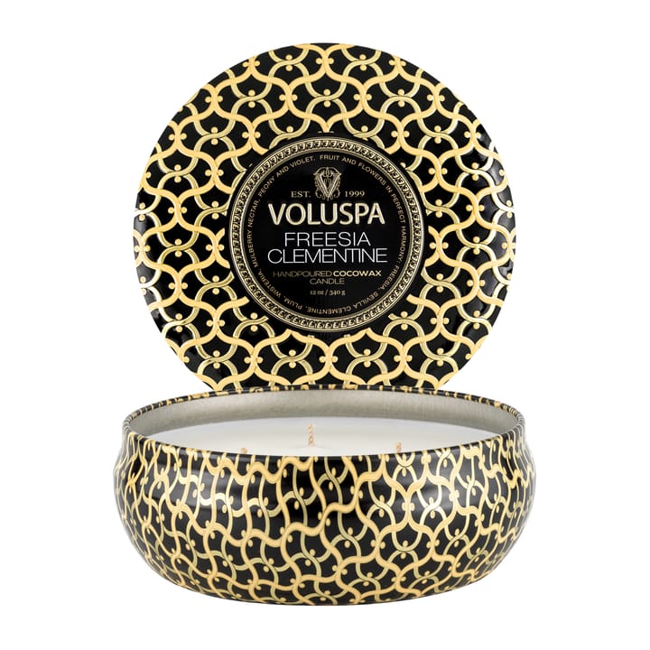 Bougie parfumée Maison Noir 3-wick Tin 40 heures, Freesia Clementine Voluspa