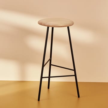 Tabouret de bar Pebble - chêne fumé, h.75, structure noire - Warm Nordic