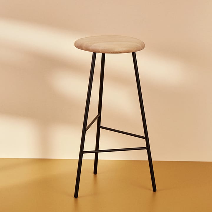 Tabouret de bar Pebble, chêne fumé, h.75, structure noire Warm Nordic