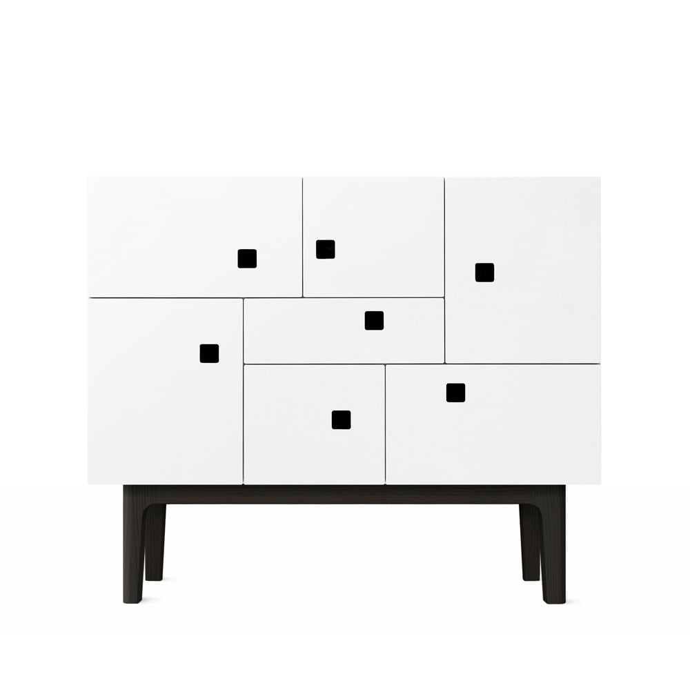 Zweed Armoire Peep C1 blanc, structure laquée noir